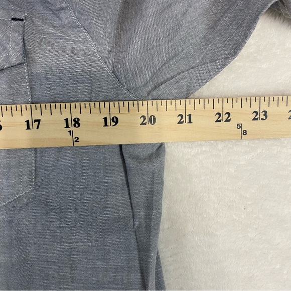 NWT Stio Men’s Small Ashton Chambray Shirt Pearl Snap Gray Long Sleeve Hiking - Picture 9 of 11